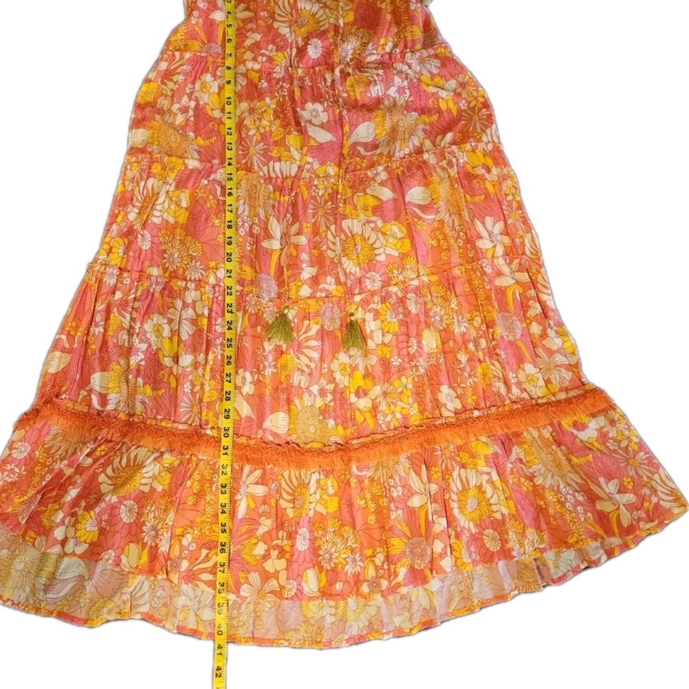 Floral Maxi Skirt in Orange mutlicolor-Size Medium - Picture 10 of 16